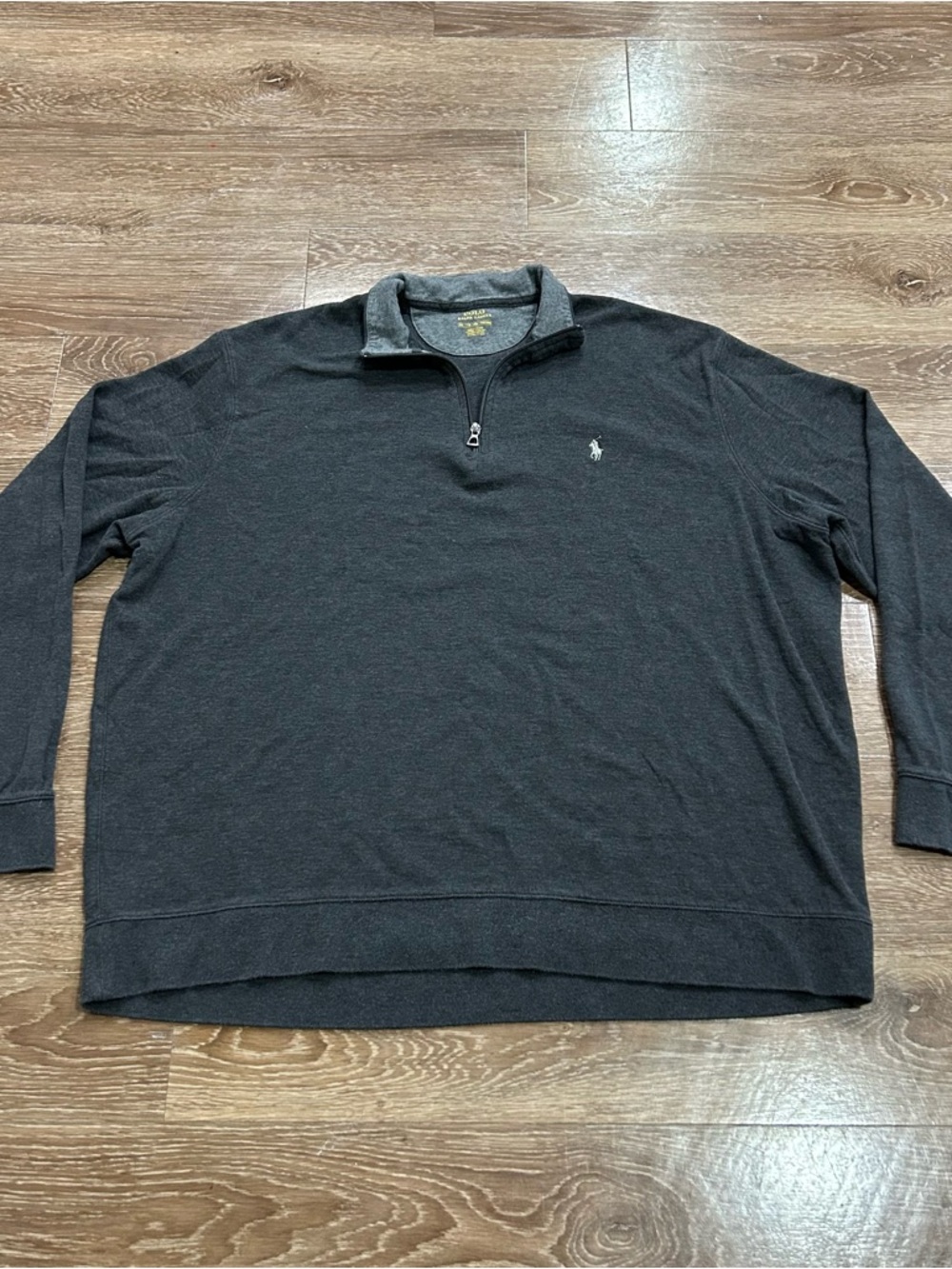 Polo Ralph Lauren Men's 2XL Grey Quarter Zip Mock Neck Sweater Pullover